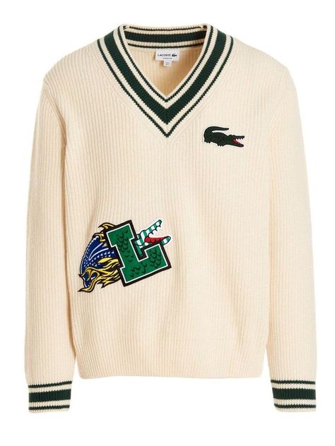 Lacoste Jumper, French Clothing Brands, Lacoste Sweater, Lacoste Logo, René Lacoste, Cashmere Sweater Men, Knit Logo, Mens Trendy Outfits, Fashion Suits For Men