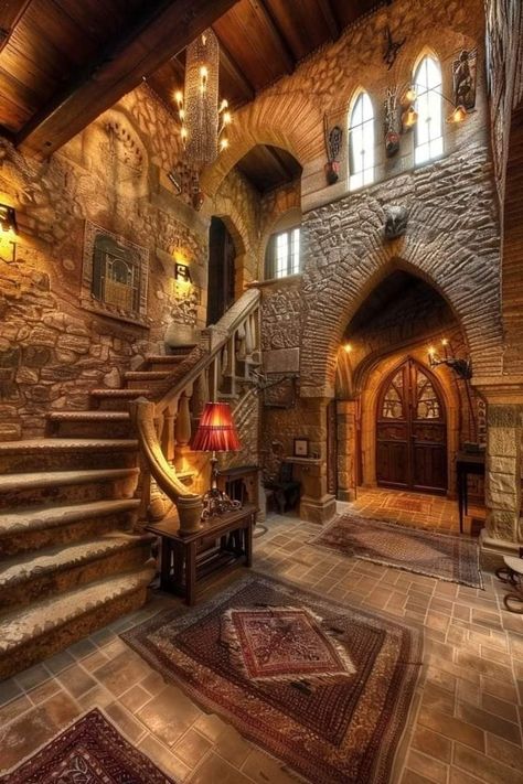 Nordic Castle, Castle House Interior, Stone Cottages Interior, Big Houses Interior, Style Entryway, Rococo Baroque, Vikings Lagertha, Modern Wooden House, Lodge Design