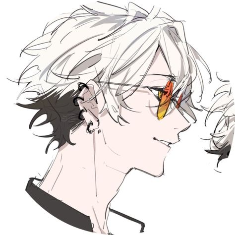 Head Drawing Reference Male, How To Draw Anime Men Faces, Drawing Poses Profile, Side Face Reference Male, Male Character Side Profile, Character Art Side Profile, Head Sides Drawing, Side Glasses Drawing, Glasses Character Design Male