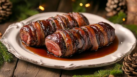 Maple Glazed Venison Tenderloin, Deer Loin Recipes In Oven, Bacon Wrapped Venison Backstrap, Bacon Wrapped Venison Tenderloin, Deer Tenderloin Recipes, Bacon Wrapped Venison, Venison Tenderloin Recipes, Bacon Wrapped Tenderloin, Deer Roast