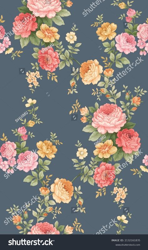 Classic Popular Flower Seamless Pattern Background Stock Illustration 2132161835 | Shutterstock Flower Pattern Design Prints, Floral Print Background, Blue Flower Art, Watercolor Flower Illustration, Flower Seamless Pattern, Botanical Flowers Print, Flower Print Pattern, Abstract Art Paintings Acrylics, Botanical Flower Art