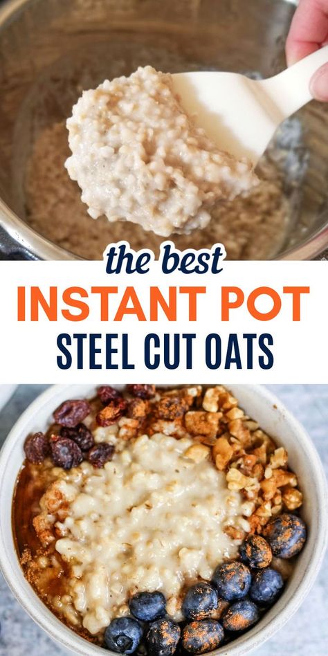 This is the best way to cook steel cut oatmeal in the Instant Pot! It's a simple, dairy-free, vegan, vegetarian recipe, and can be gluten-free with certified oats. Steel Cut Oats Recipes, Steel Cut Oatmeal Recipes, Feeding Picky Eaters, Steel Cut Oats Recipe, Vegan Instant Pot Recipes, Steel Cut Oatmeal, Pot Recipes Healthy, Kid Approved Meals, Vegan Oatmeal