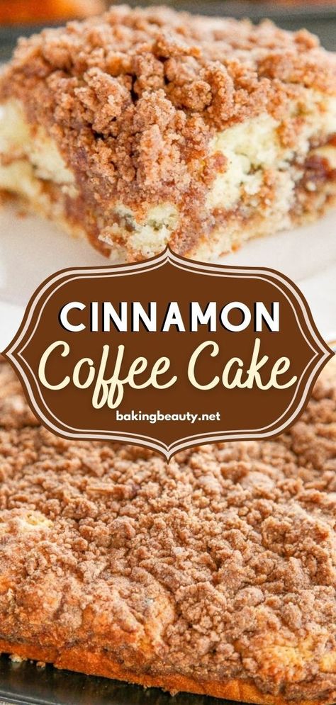 Start up your day with this easy cinnamon coffee cake recipe as part of your breakfast! It has a moist vanilla cake, a rich cinnamon swirl, and an irresistible crumb topping. What's not to love? Cinnamon Crumb Cake, Crumb Coffee Cakes, Coffee Cake Recipes Easy, Cinnamon Coffee Cake, Coffee Cake Recipe, Cinnamon Coffee, Cinnamon Recipes, Gateaux Cake, Coffee Cake Recipes