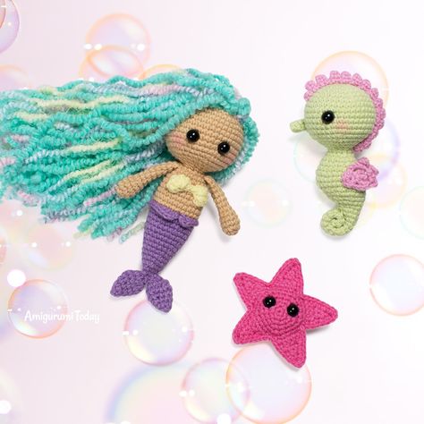 Mini Mermaid Crochet Pattern Free, Crochet Ariel Doll Free Pattern, Crochet Mermaid Keychain Free Pattern, Crochet Mermaid Doll Free Pattern, Crochet Mermaid Pattern, Mermaid Crochet Pattern Free, Little Mermaid Crochet, Ocean Crochet, Mermaid Crochet Pattern