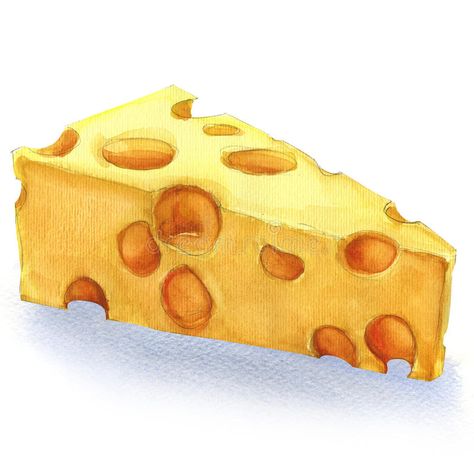 Watercolor piece of cheese isolated. Piece of cheese isolated, watercolor painting on white background vector illustration Cheese Drawing, Leaving Cert, Fruit Art Drawings, Cheese Art, Food Art Painting, Prismacolor Art, Realistic Pencil Drawings, Painting Reference, Colored Pencil Artwork