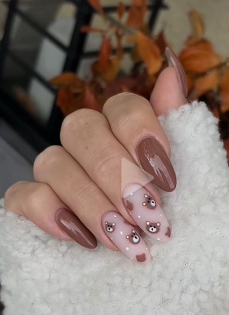 Bears Nails, Barbie Dress Fashion, Pretty Gel Nails, Nail Idea, Nail Patterns, Brown Nails, Types Of Nails, Acrylic Nail Designs, Nude Nails