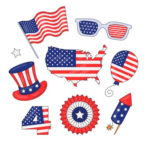 4th Of July Drawings, Usa Drawing, Patriotic Crafts Diy, July Clipart, Independence Day Drawing, Patriotic Cookies, Cookie Corner, 4th Of July Clipart, Calligraphy Doodles