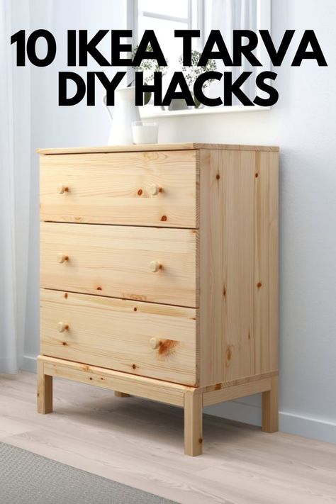 Ikea Rast Hack Nightstand, Dresser Nightstand Ideas, Ikea Hack Nightstand, Ikea Dresser Makeover, Ikea Hack Bedroom, Ikea Dresser Hack, Ikea Nightstand, Dresser In Living Room, Ikea Tarva Dresser