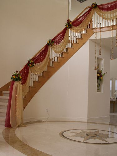 JY011 | Flickr - Photo Sharing! Wedding Staircase Decoration, Wedding Stairs, Staircase Decoration, Wedding Staircase, Nikah Decor, Home Flower Decor, Wedding Entrance Decor, Marriage Decoration, Staircase Decor