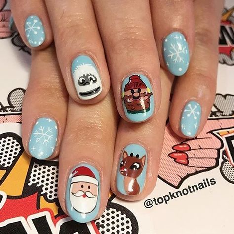 Festive fingers by @topknotnails ❄️ #nailart #notd #christmasnails Tag #nailsmagazine for a share! Frozen Nails, Rudolph The Red Nosed Reindeer, Christmas Nails Easy, Painted Nail Art, Holiday Nail Art, Nails For Kids, Easter Nails, Rudolph The Red, Autumn Nails