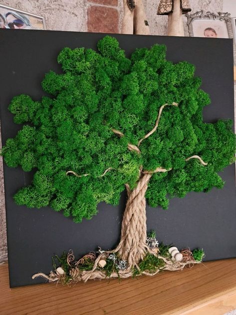 Hayat Agaci, Diy Nature Decor, Tree Of Life Crafts, Baby Doll Bed, Wall Art Tutorial, Beautiful Terrariums, Moss Decor, Christmas Candle Decorations, Pinterest Diy Crafts