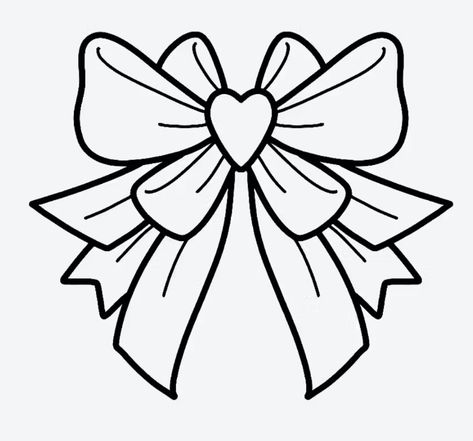 Bow Shading Drawing, Bow Tattoo Template, Bows Design Drawing, How To Draw Coquette Bow, Bow Stencil, Dainty Bow Drawing, Bow Doodle, Bow Sketch Ribbon, Ribbon Drawing