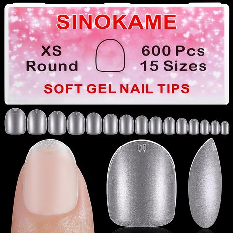 PRICES MAY VARY. SOAK-OFF GEL TIPS:SINOKMAE extra short Round Oval oft gel nail tips are made of soft gel formula to provide the easiest, most comfortable, lightweight nail enhancement on the market. Can last up to 4 weeks without any lifting or chipping EXTRA SHORT LENGTH: Improved and upgraded from the old version xxs round full cover gel nails that our customer's complaint too long.SINOKAME team finally makes really short nail tips ,lengths look like your natural nails for people who want fun Clear Press On Nails, Nails Extra Short, Really Short Nails, Short Round Nails, Nails Extra, Quick Nail, Soft Gel Nails, Short Fake Nails, Gel Nail Extensions