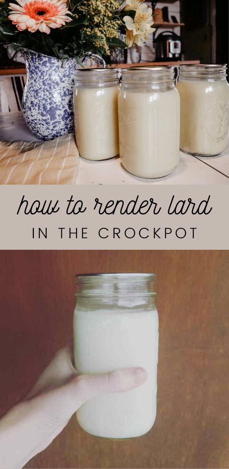 How To Render Lard In The Crockpot - Wilson Homestead Rendering Pig Lard, How To Render Pig Lard, Leaf Lard Recipes, Rendering Pork Lard, Rendering Lard Crockpot, Pressure Canning Lard, How To Render Lard, Rendering Pork Fat For Lard, How To Make Lard