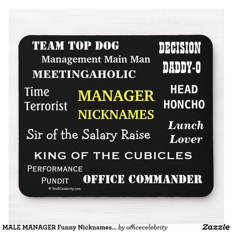 MALE MANAGER Funny Nicknames & Rude Job Titles Mouse Pad Funny Job Titles, Manager Humor, Funny Nicknames, Job Titles, Funny Jobs, Funny Words, Job Title, Marketing Materials, Hand Sanitizer