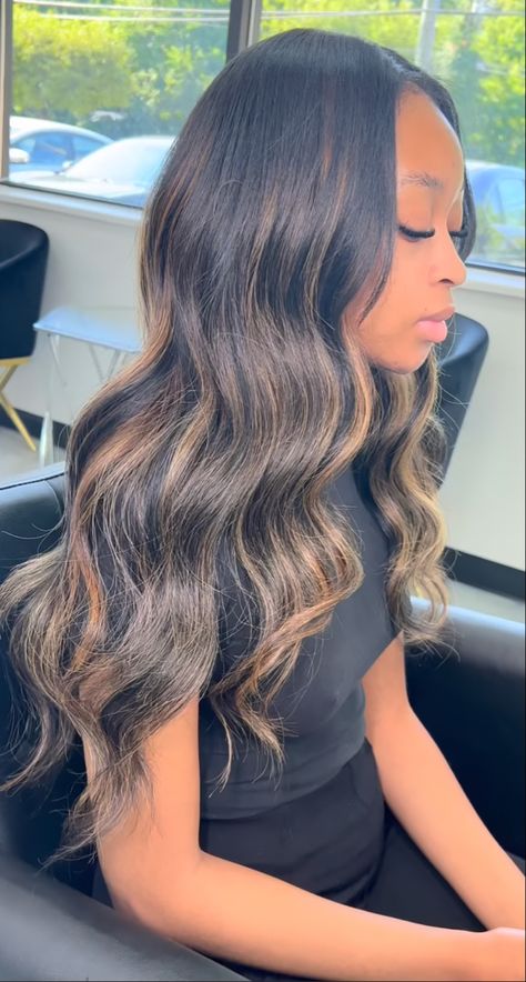 Black Hair Balayage, Black Hair With Highlights, Loose Waves Hair, Quick Weave Hairstyles, Protective Hairstyles Braids, Hair Twist Styles, Girls Hairstyles Braids, Dye My Hair, Hair Life