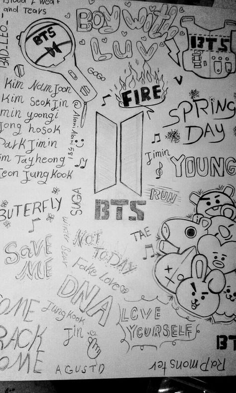 Drawing Ideas 2023, Army Drawing, Kad Nama, Cute Kpop, Seni Dan Kraf, Kpop Drawings, Easy Doodle Art, Easy Doodles Drawings, Book Drawing