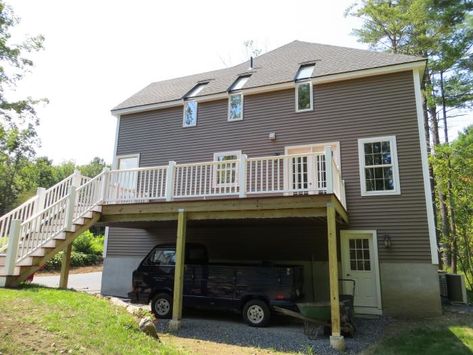 Carport Under Deck Ideas, Carport With Deck On Top, Deck Carport, Carport Ideas, Mahogany Decking, Garage Solutions, Carport Sheds, Yard Deck, Car Port