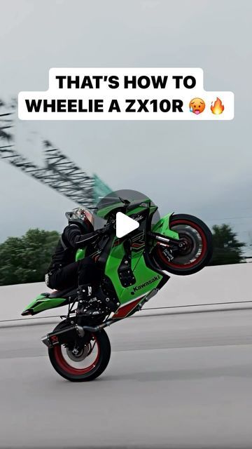 Ride Bold on Instagram: "How to wheelie a ZX10R with @infamouz_alex
#RideBold

____________________________________

Bike: Kawasaki ZX10R
 
____________________________________

Video credit: @infamouz_alex

____________________________________

#wheelie #zx10 #ninja #zx10r #kawasaki #topseed
#motorcycle #trend #reels #explore #sportbike #superbikelife #explorepage #fastbikes #viral #views #topspeed #racebike #race #timed #bike #biker #bikelife #moto #motolife #bikersofinstagram #instabike" Zx10r Video, Kawasaki Ninja Bike, Bike Kawasaki, Dream Motorcycle, Ninja Bike, Ninja Zx10r, Kawasaki Zx10r, Fast Bikes, Zx 10r