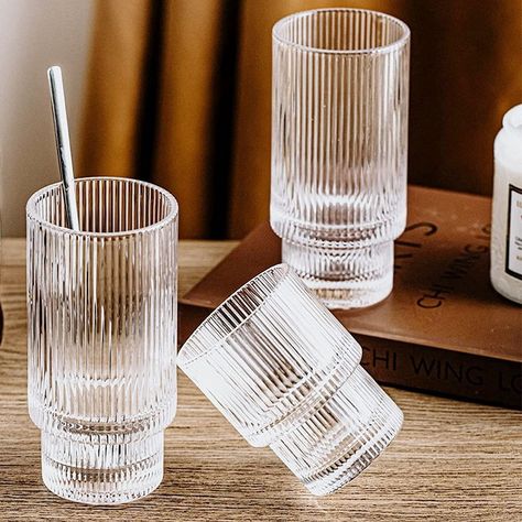 Filtrum Home on Instagram: “Enjoy a refreshing drink with our Ripple Crystal Glasses. Individually shaped into geometric forms, these glasses are mouth-blown and…” Ribbed Glassware, Crystal Glass Set, Cocktail Cup, Cocktail Glassware, Cocktails Bar, Glas Art, Crystal Glasses, Geometric Forms, Iced Coffee Cup