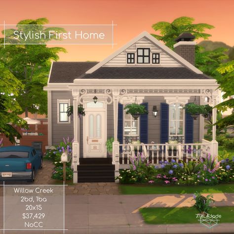 I built this cute, New Orleans inspired home in the Sims 4. Gallery ID: MsLAJade Sims 4 Willow Creek Map Ideas, Sims 4 New Orleans House, New Orleans Sims 4, Willow Creek Sims 4 House, Sims 4 Willow Creek House, Sims 4 New Orleans, Sims 4 Willow Creek, Stylist Career, Sims Lots