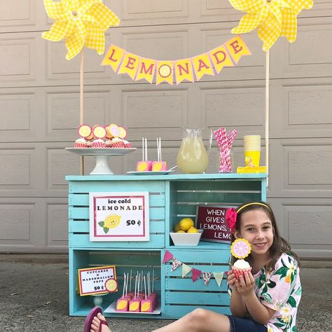 Lemonade Cart Diy, Classroom Lemonade Stand, Lemonaid Stand Ideas Kids Easy, Lemonade Stand Snack Ideas, Lemonade Stand Ideas, Kids Lemonade Stands, Micro Bakery, Diy Lemonade Stand, Kids Lemonade