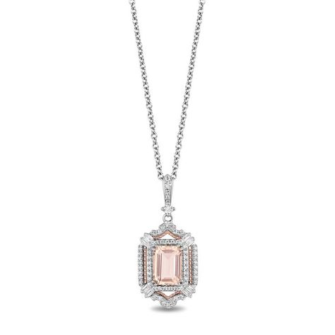 Enchanted Disney Fine Jewelry Sterling Silver and 10K Rose Gold with 1/4 Cttw Diamond And Morganite Aurora Pendant Disney Aurora, Enchanted Disney, Enchanted Jewelry, Morganite Pendant, Enchanted Disney Fine Jewelry, Disney Fine Jewelry, Designer Diamond Jewellery, Rose Gold Frame, Diamond Pendants