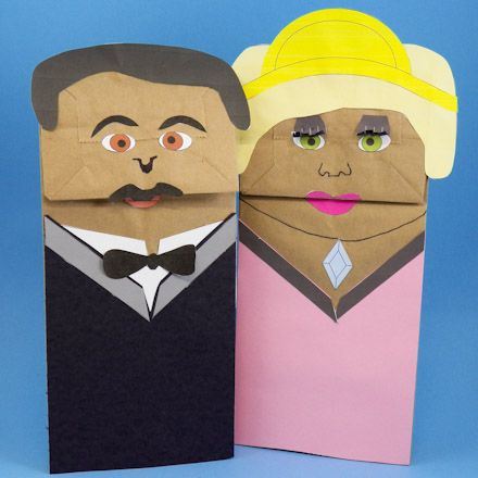 Tenor and Diva Paper Bag Hand Puppets Cat And Owl, Types Of Puppets, Bag Puppet, Paper Bag Crafts, Paper Bag Puppets, Puppet Patterns, Paper Owls, Puppet Crafts, Nose Drawing