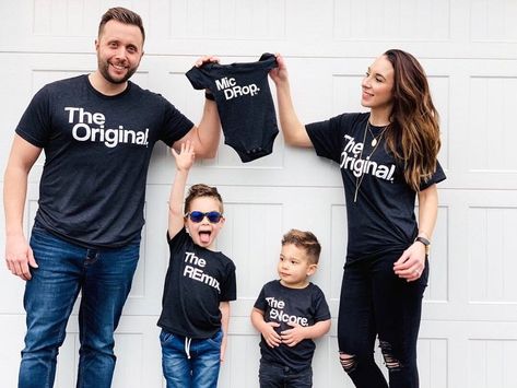 The Original Family, Family Clothing Sets, Unique Pregnancy Announcement, Family Matching Shirts, Pumping Moms, Hipster Grunge, Black Shirts, Baby Sleep Problems, Mic Drop