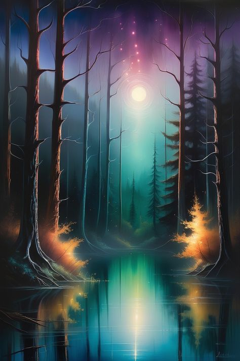 Fantasy Forest Lake Forest Lake Painting, Lake Painting, Fantasy Forest, Deep Forest, Forest, Lake, Architecture, Quick Saves