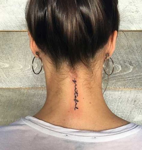 Meaningful. Best Neck Tattoos, Small Back Tattoos, Small Neck Tattoos, Tattoo Son, Girl Neck Tattoos, Tato Minimal, Back Of Neck Tattoo, Neck Tattoos Women, Tattoos For Black Skin