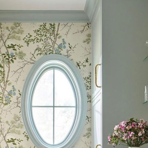 J. James Interiors & Lighting on Instagram Katsura Wallpaper, Nantucket Bedroom, Chinoiserie Interior Design, Chinoiserie Interior, Laundry Pantry, Grand Millennial Decor, Thibaut Fabric, Wallpaper Happy, Happy Tuesday Friends