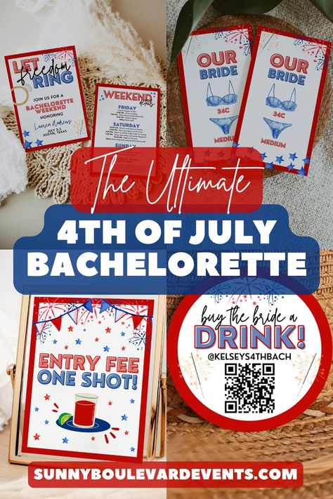 Red White Blue Wedding, Bachelorette Party Games Drinking, Summer Bachelorette Party, Bachelorette Party Tshirts, America Birthday, Awesome Bachelorette Party, Bachelorette Party Planning, Bachelorette Themes, American Theme