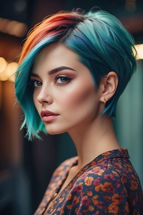 Get Inspired: 7 Jaw-Dropping Two-Tone Hair Transformations Homecoming Dress Ideas, Best Haircuts For Women, Women's Haircuts, Two Tone Hair, Creative Hair Color, Hair Inspiration Short, Talcum Powder, Short Hair Color, Colorful Hair