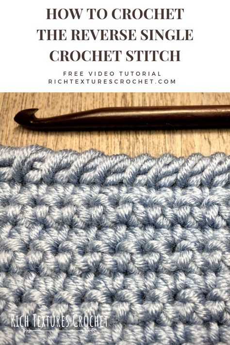 Crochet Blanket Stitches, Reverse Single Crochet, Modern Crochet Blanket, Foundation Single Crochet, Crochet Stitches For Blankets, Crochet Stitches Free, Crochet Geek, Learn How To Crochet, Tutorial Crochet