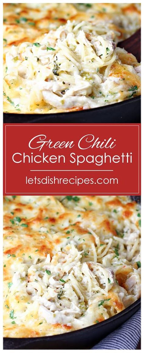 Green Chili Chicken Spaghetti, Anaheim Peppers, Green Chili Chicken, Chicken Spaghetti Recipes, Creamy Pasta Dishes, Chili Chicken, Spaghetti Recipe, Chicken Spaghetti, Yummy Pasta Recipes