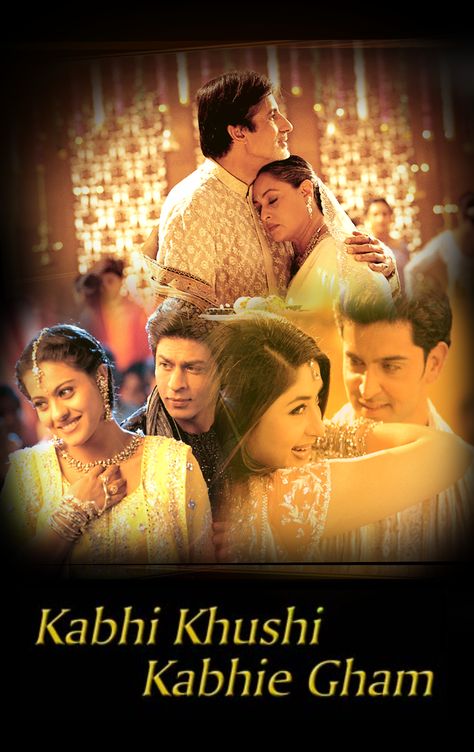 Kabhi Khushi Kabhie Gham Poster, Khabi Kushi Khabi Gham, Kajol Movies, Kabhi Khushi Kabhie Gham, Dhoom 2, Cinema Aesthetic, Film Logo, Indian Drama, Desi Humor