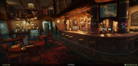 ArtStation - Pelican Pub environment, Jussi Keteli Fantasy Pub, 60s Photos, Interior Concept Art, Pub Interior, Nature View, Fantasy Setting, Interior Concept, Film Set, Uncharted