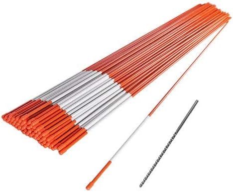 [Quantity] - 200 Pack Snow Stakes - 48" x 1/4" [Highly Reflective] - 9" High VIZ Reflective Tape [ Flexible / Firm] - Protective cap, pointed tip, high strength Fiberglass construction [Easy Install] - Includes 12" Install Drill bit for easy installation [Many Uses] - Can be used for plant marking and support in summer months, as well as marking stake for properties in the winter months Driveway Markers, Solar Lanterns Outdoor, Support Structure, Reflective Tape, Snow Plow, How To Grow Taller, Flatware Set, Drill Bit, Driveway