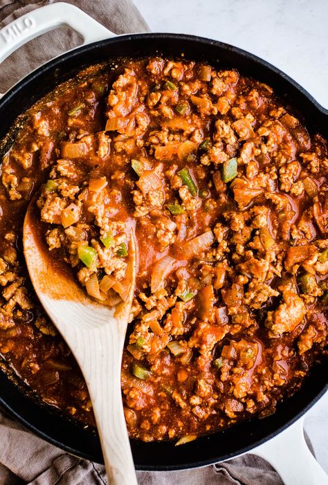 These Sloppy Joe Stuffed Sweet Potatoes are an easy dinner recipe made with ground turkey, vegetables, and spices, for a flavorful and healthier take on the traditional sandwich! Gluten-free and dairy-free. Turkey Sloppy Joes, Stuffed Sweet Potatoes, Easy Dinner Recipe, Sloppy Joe, Sloppy Joes, Ground Turkey, Dinner Recipe, Sweet Potatoes, Easy Dinner Recipes