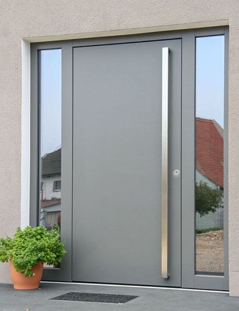 Aluminium Front Door, Modern Entrance Door, Modern Entrance, Entrance Door Design, Front Door Entrance, Box Spring Bed, Modern Villa, Pivot Doors, Front Door Design