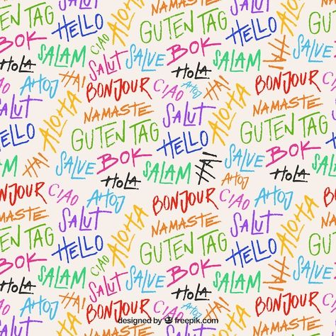 Hand drawn set of hello word pattern in ... | Free Vector #Freepik #freevector #chat-pattern #words-pattern #language #language-background Words In Different Languages, Word Pattern, Hello Word, Learn Languages, Word Patterns, Learn Italian, Word Board, Language Courses, Learning Italian