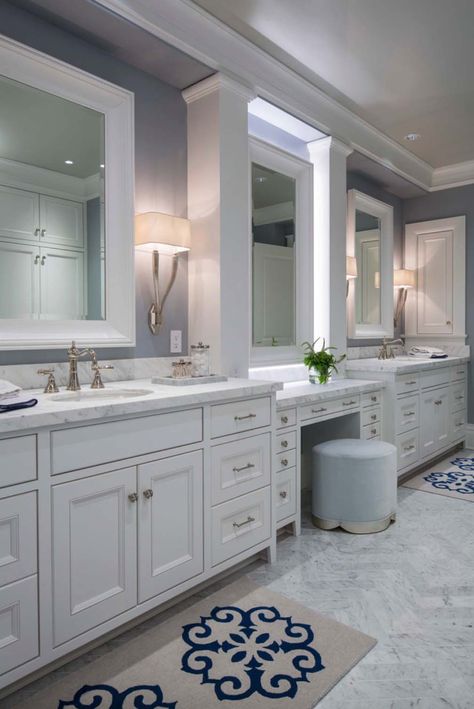 Dreamy coastal-inspired waterfront home in Washington State Classic White Kitchen, Large Bathroom, Bad Inspiration, Decor Baie, Master Bath Remodel, Bathroom Vanity Tops, White Rooms, Bath Room, Bathroom Remodel Master