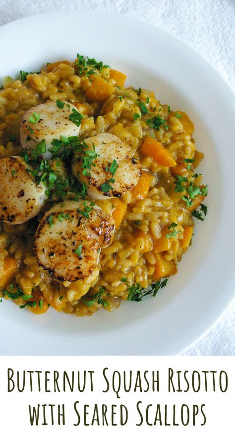 Scallop Risotto Recipes, Butternut Risotto, Risotto Recipes Easy, Lobster Risotto, Creamy Butternut Squash, Seafood Risotto, Butternut Squash Puree, Squash Risotto, Butternut Squash Risotto