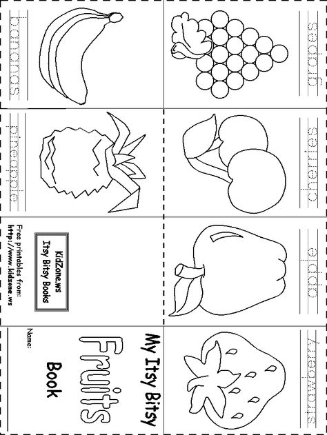 Itsy Bitsy Book - Fruit Fruits Worksheets For Kids, Fruits And Vegetables Worksheet, Magic Table, Preschool Class, English Activities, Printable Books, Preschool Lessons, Learning Letters, Food Themes