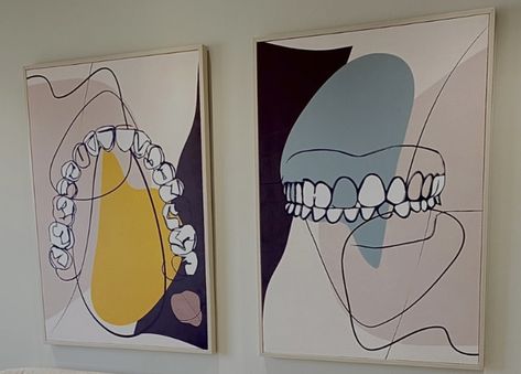 Dental Mural Art, Clinic Painting Ideas, Dental Mural, Tooth Graphic, Dental Wall Art, Dental Design Interior, Dentist Art, Dentist Office Design, Dental Business