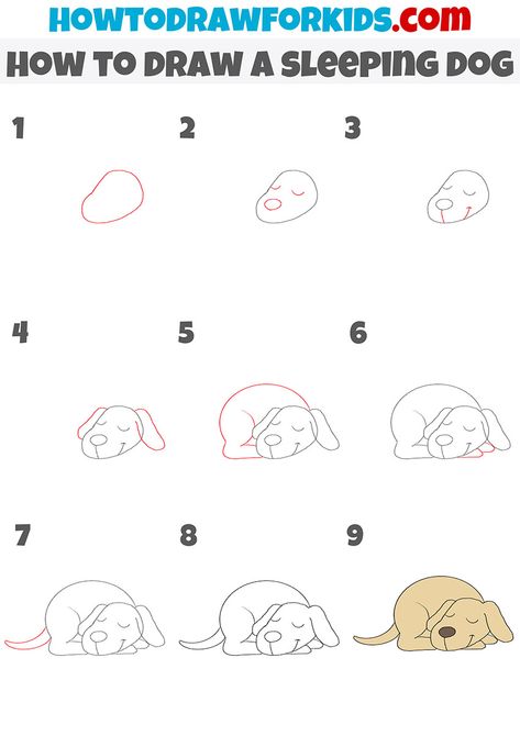 Dog Doodle Step By Step, Dog Doodles Simple Step By Step, Dog Drawing Simple Step By Step, How To Draw A Cute Dog, How To Draw A Puppy, Dog Sleeping Drawing, How To Draw A Dog Step By Step, Draw Dog Step By Step, How To Draw A Dog Easy