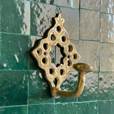 Bathroom Towel Hooks Handmade Brass Wall Hook. Made in Morocco - Etsy Brass Hardware Bathroom, Unique Wall Hooks, Vintage Towel Hooks, Unlacquered Brass Hardware, Bathrooms Ideas, Brass Wall Hook, Bathroom Towel Hooks, Brass Hooks, Primary Bathroom