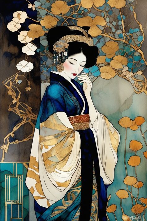 Orientalism Art, Geisha Painting, Asian Illustration, Asian Style Art, Human Painting, Asian Quilts, Ancient Japanese Art, Japan Painting, Oil Painting Inspiration