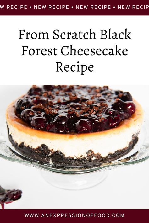 This delicious black forest cheesecake recipe is sure to be a hit! With its chocolate Oreo crust, creamy cheesecake, and cherry topping, this easy dessert is delicious, fun, and impressive! Black Forest Cheesecake Recipe, Black Forest Cheesecake, Homemade Cherry Pies, Cherry Topping, Cheesecake Toppings, Gluten Free Cheesecake, Homemade Recipes Dessert, Oreo Crust, Homemade Cheesecake